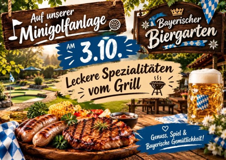 Bayerischer Genuss am 3.10.! Kommt vorbei auf unserer Minigolfanlage und genießt einen gemütlichen Tag in …